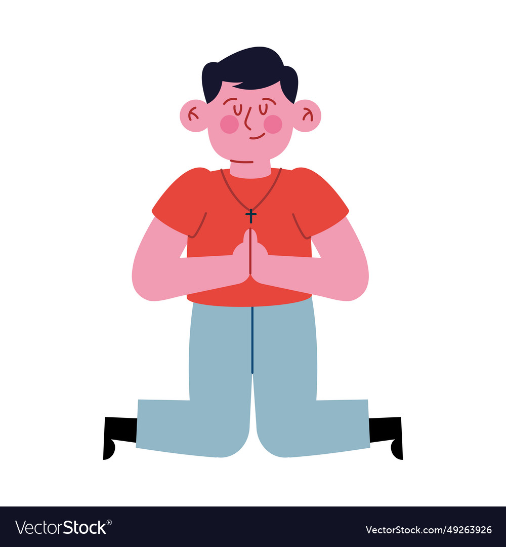 Catholic man praying Royalty Free Vector Image