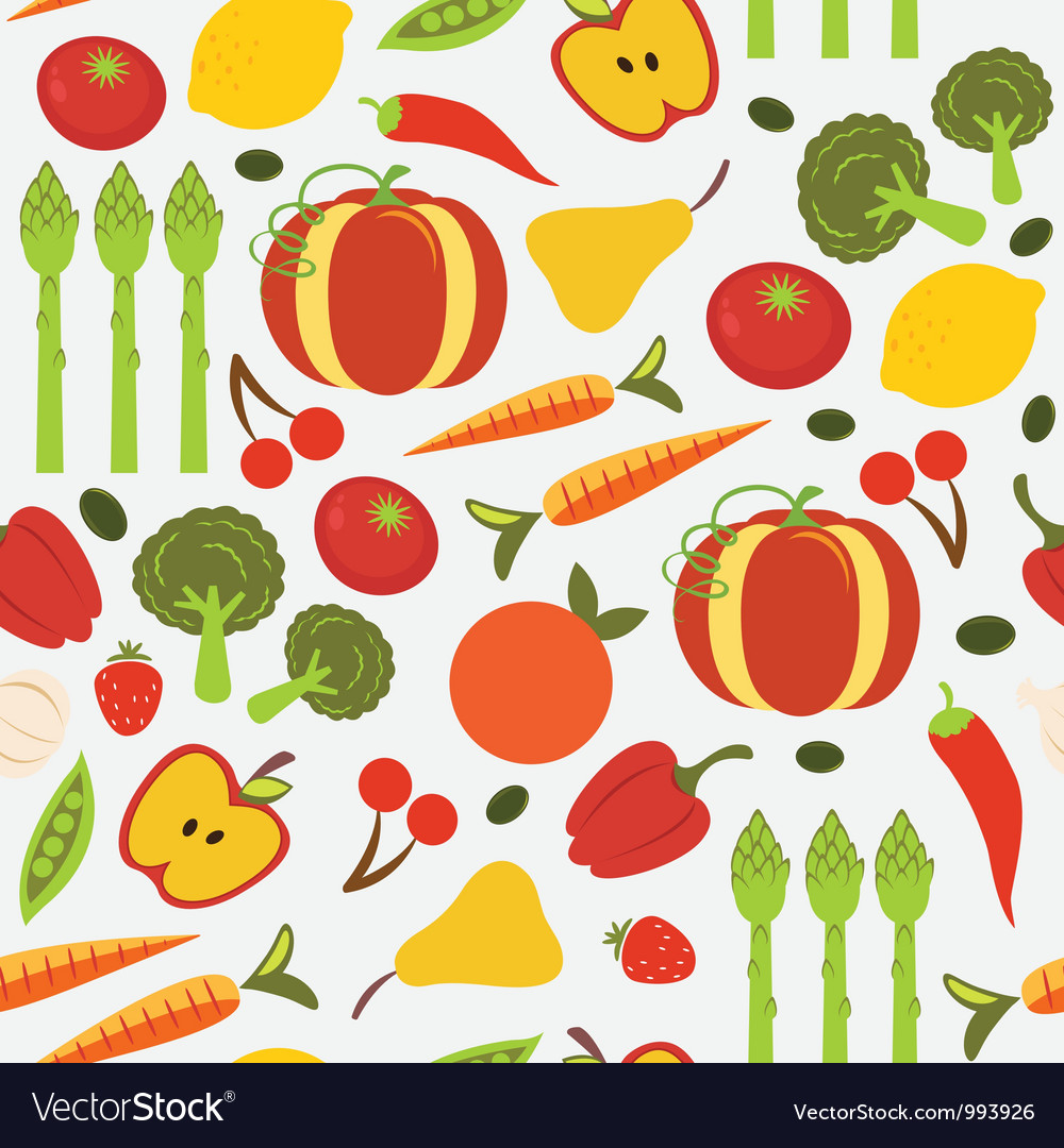 Colorful fruit and vegetables seamless pattern Vector Image