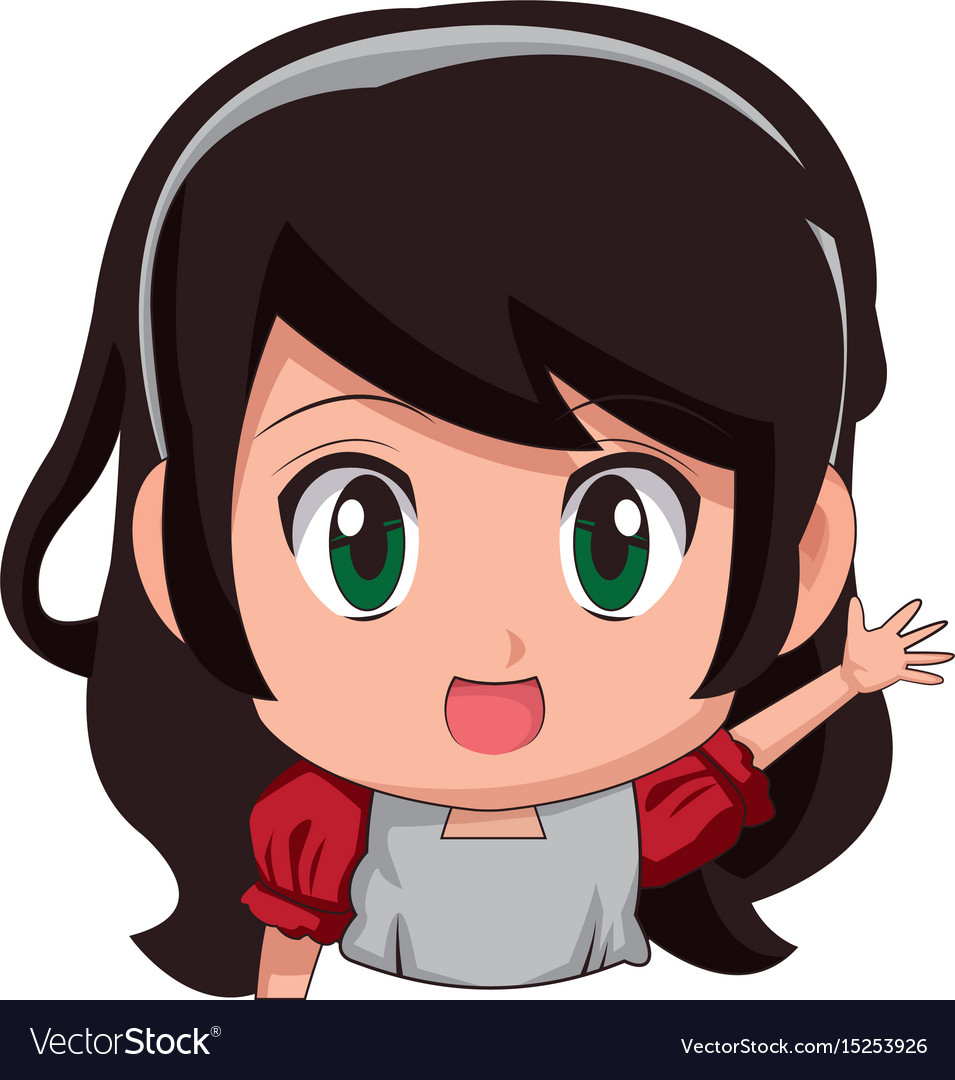 Cute Cartoon Anime Little Girl Chibi Character Vector Image