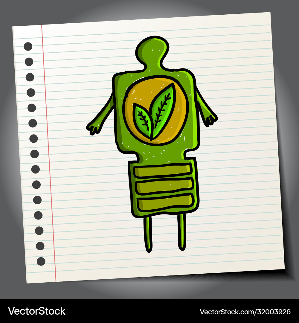 Green man energy electricity doodle icon creative Vector Image