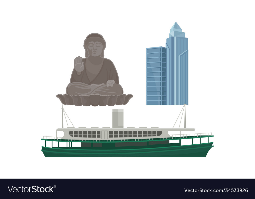 Hong kong travel symbols with big buddha