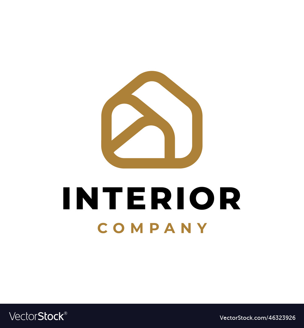 House logo gold symbol geometric linear Royalty Free Vector