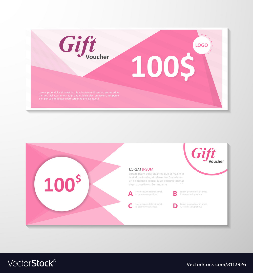 Pink gift voucher template layout design set Vector Image Throughout Pink Gift Certificate Template