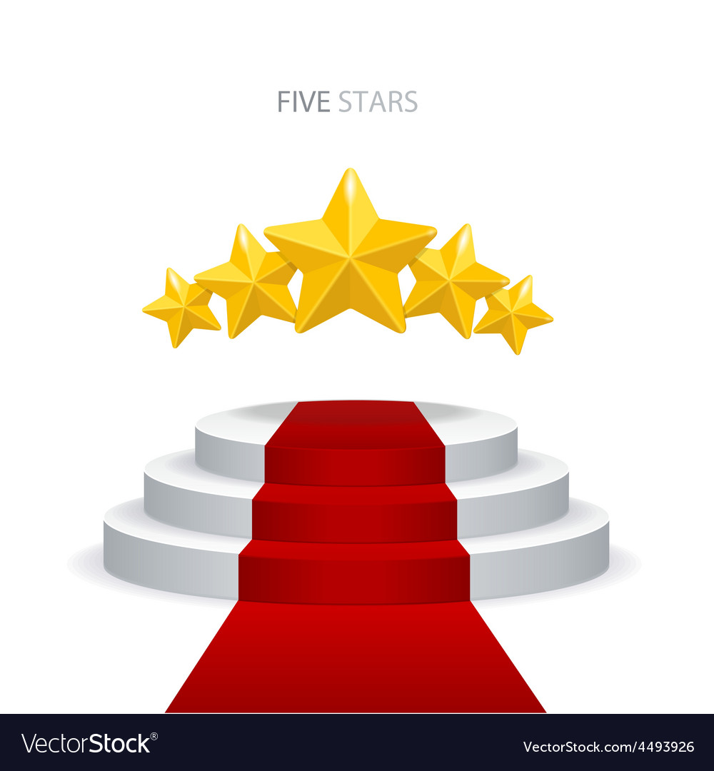 Podium with red carpet and stars Royalty Free Vector Image