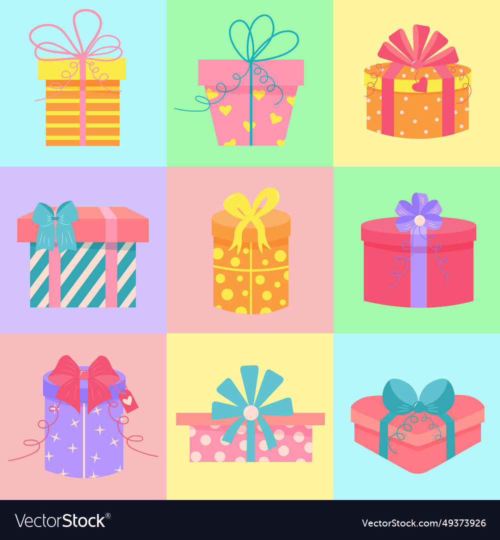 Seamless square pattern with gift presents