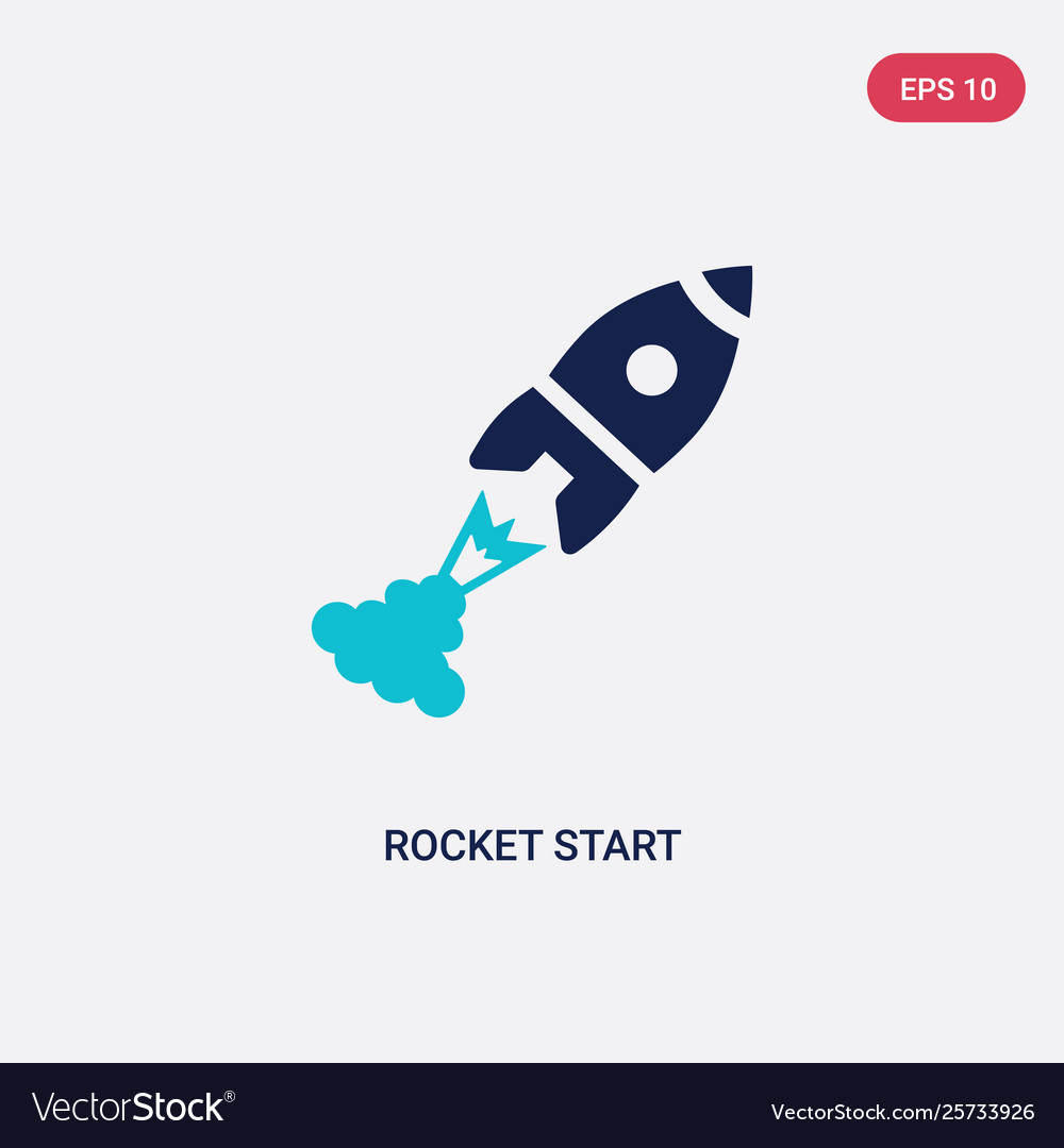 Two color rocket start icon from astronomy