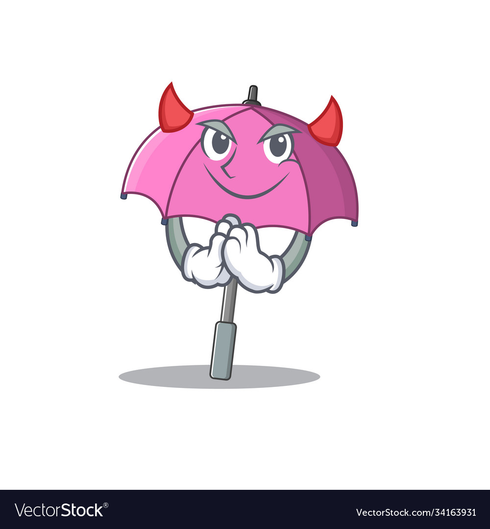 A picture pink umbrella in devil cartoon design Vector Image