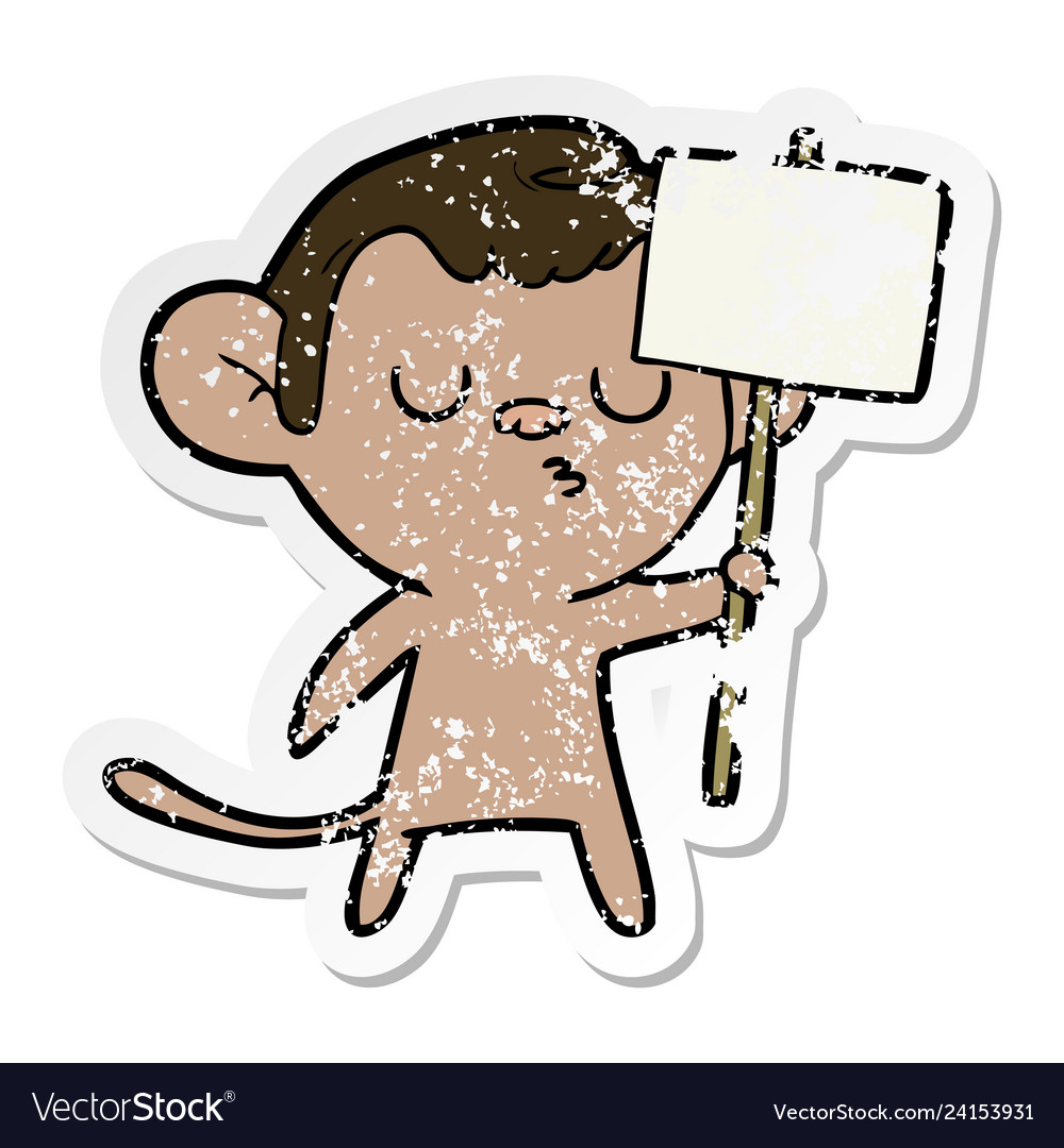 Distressed sticker of a cartoon monkey Royalty Free Vector