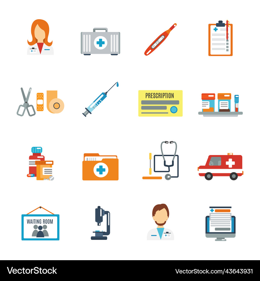 Doctor icon flat Royalty Free Vector Image - VectorStock