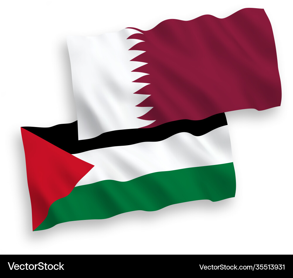 Flags qatar and palestine on a white background Vector Image