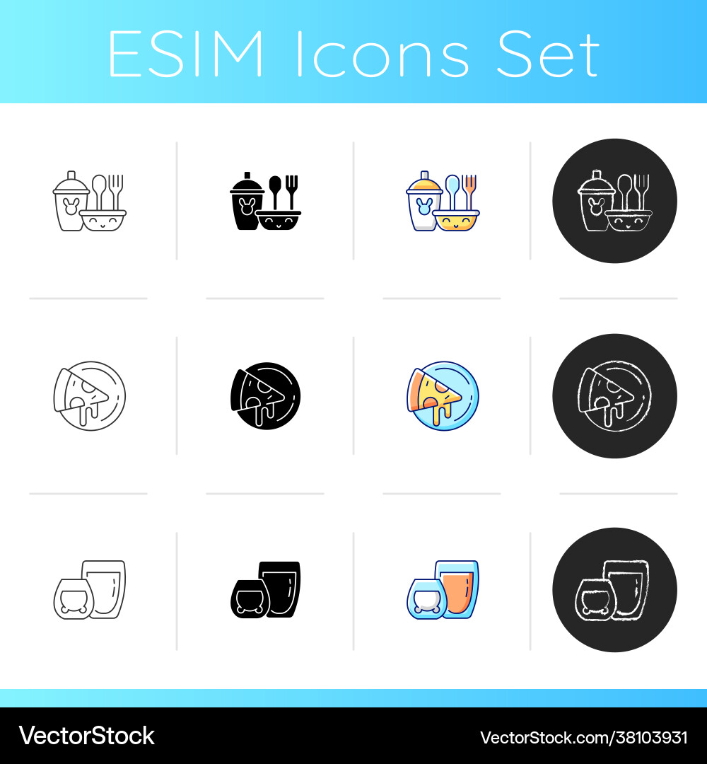 Kitcken dinnerware icons set Royalty Free Vector Image