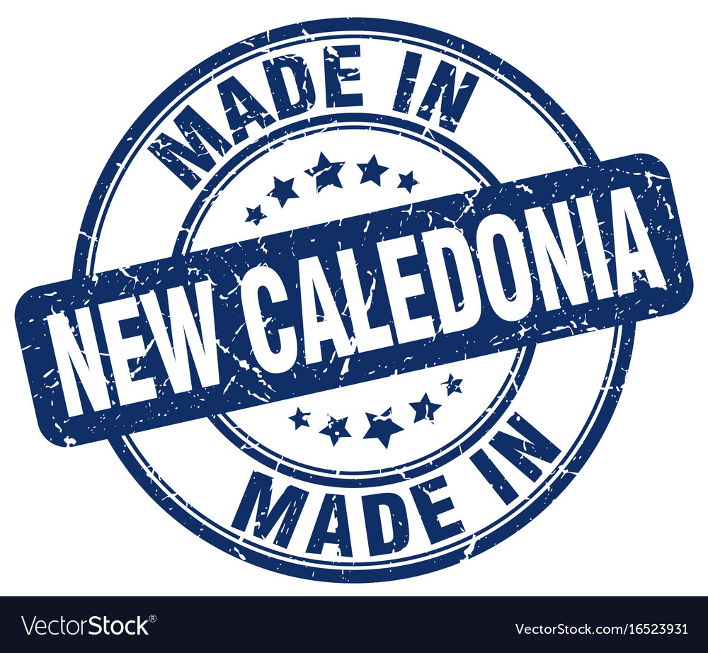 Made in new caledonia blue grunge round stamp