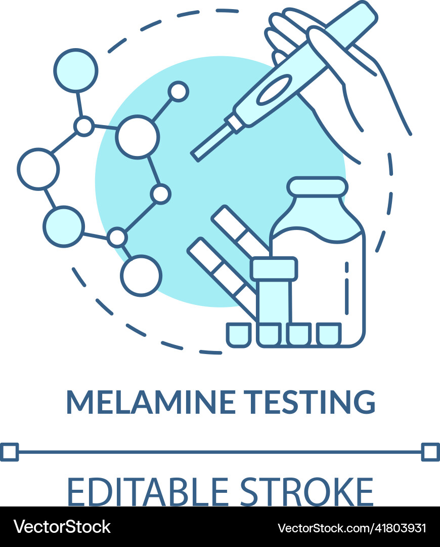 Melamine testing turquoise concept icon Royalty Free Vector