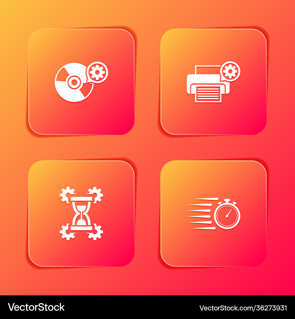 Set cd or dvd disk setting printer hourglass Vector Image