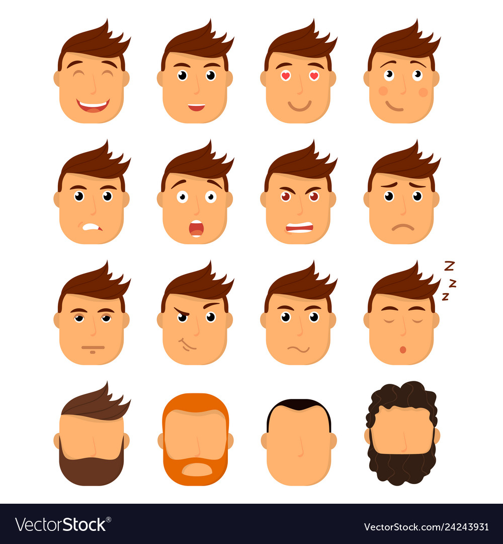 Set male facial emotions emoji character Vector Image