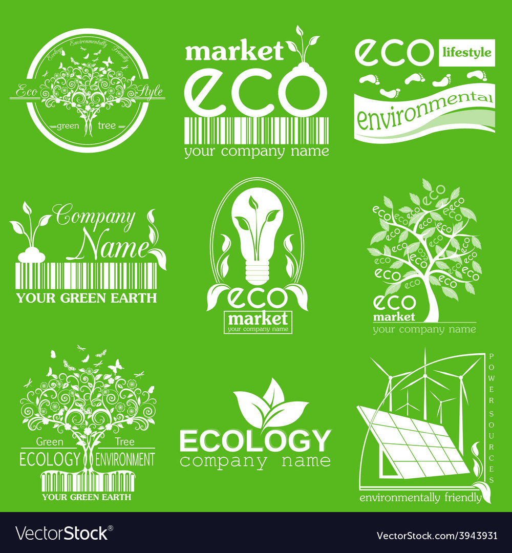 set of ecology environment and recycling logos vector image recycling logos