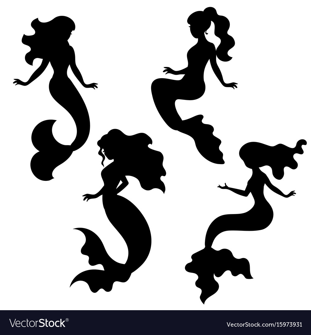 Silhouettes mermaids silhouettes mermaids Vector Image