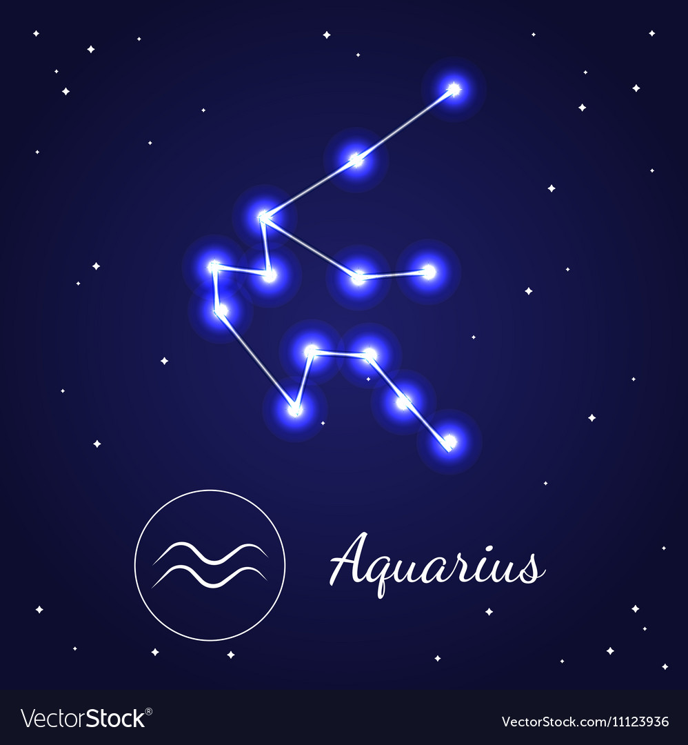 Aquarius zodiac sign stars on cosmic sky Vector Image