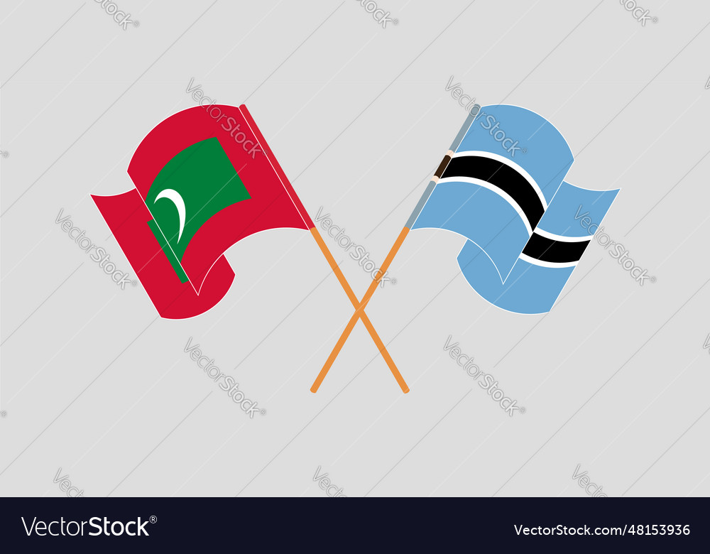 Crossed and waving flags of maldives and botswana Vector Image