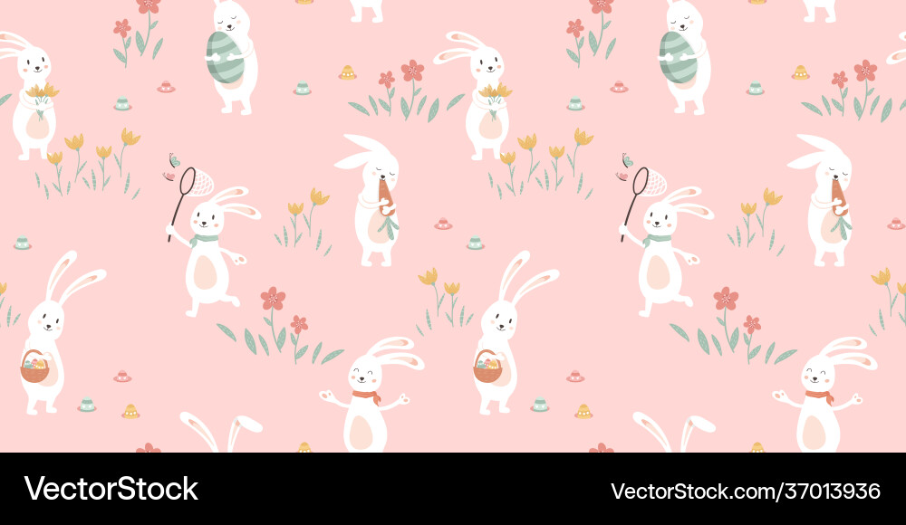 Cute hand drawn easter seamless pattern Royalty Free Vector