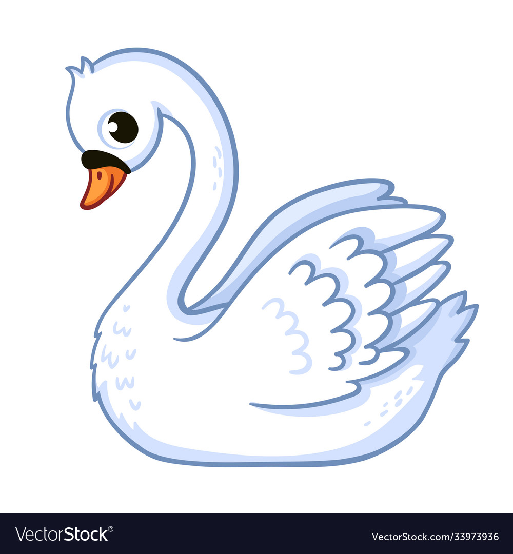 Cute swan in cartoon style Royalty Free Vector Image