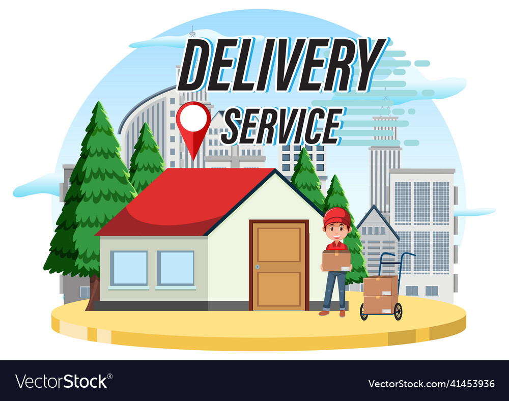 Delivery service with courier delivering packages