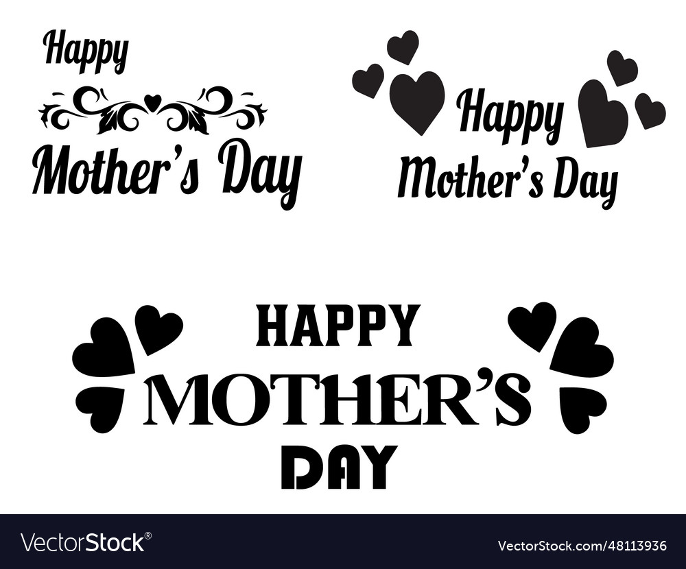 Happy mothers day text stylish typographic