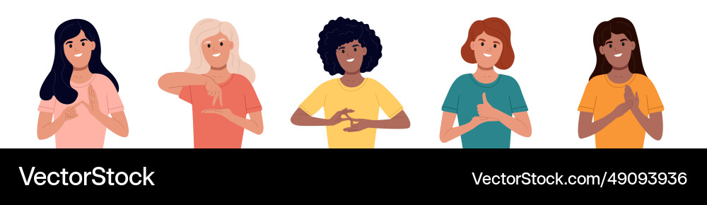 Multiethnic people with hearing impairments deaf Vector Image