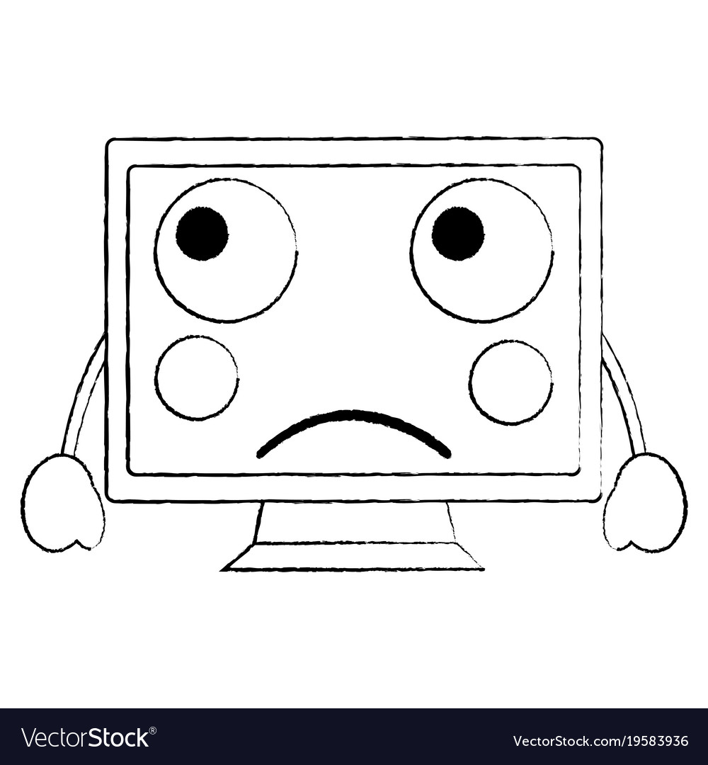 Sad Computer Monitor kawaii Symbol Bild