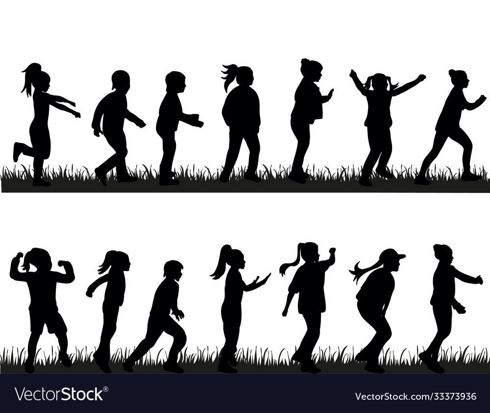 Silhouette children play Royalty Free Vector Image