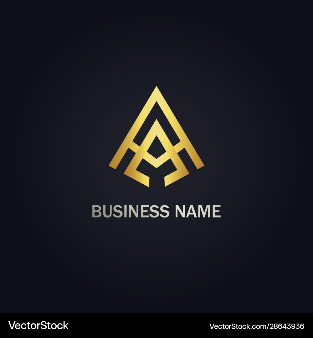 Triangle a initial gold logo Royalty Free Vector Image