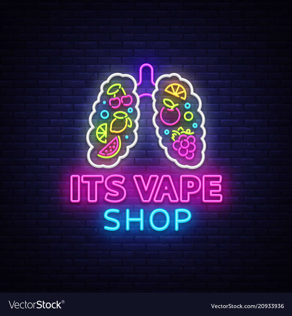 Vape Shop Neon Sign Vaping Store Logo Royalty Free Vector