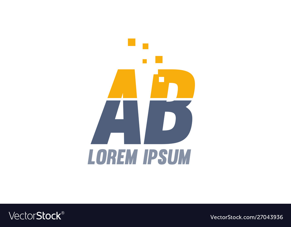 Yellow blue ab a b alphabet letter logo company