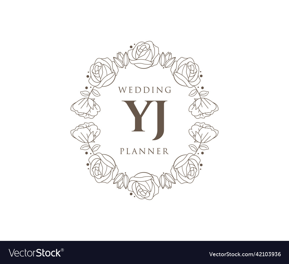 Yj initials letter wedding monogram logos Vector Image