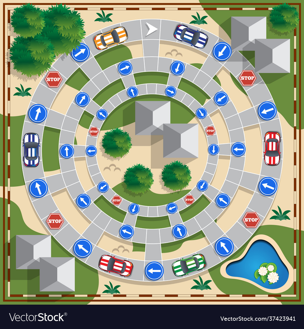 A board game about traffic Royalty Free Vector Image