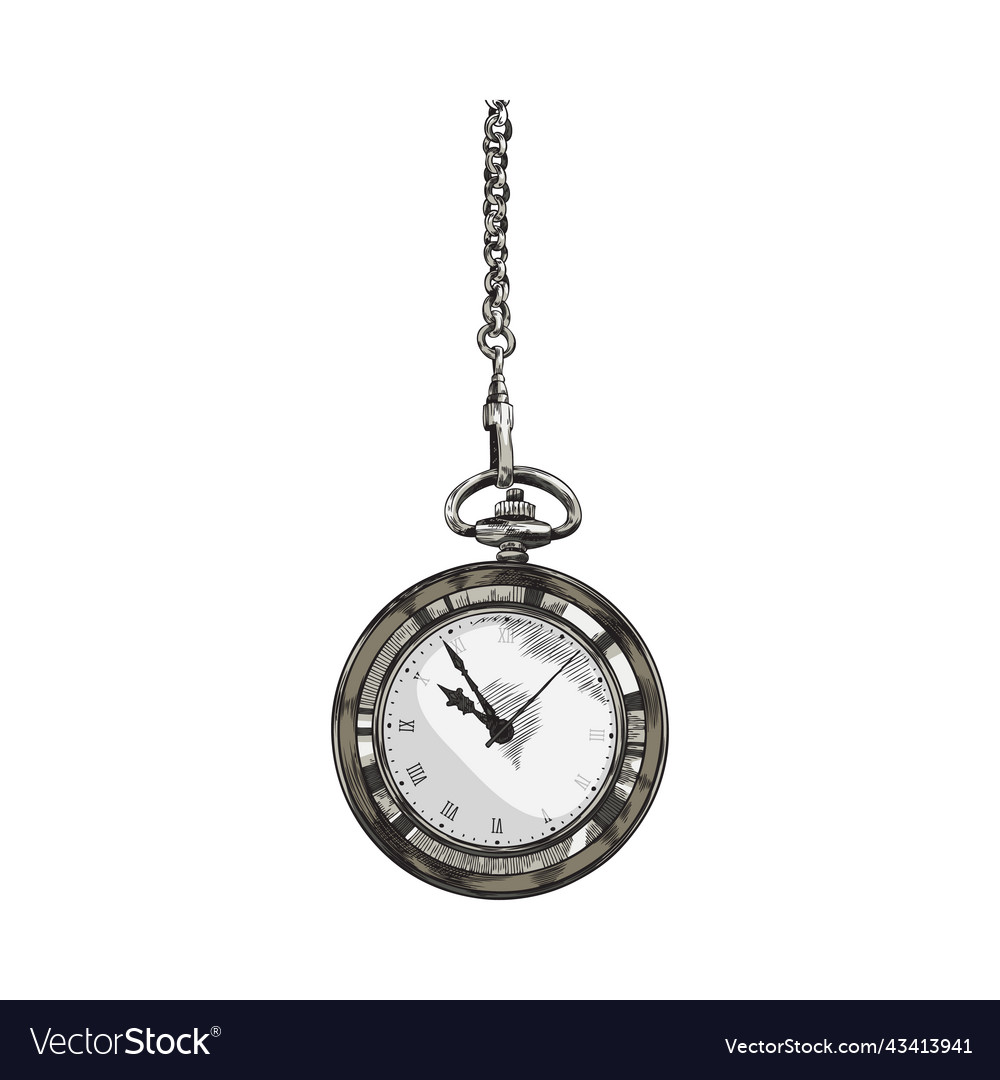 Ancient pocket watch or chronometer on chain