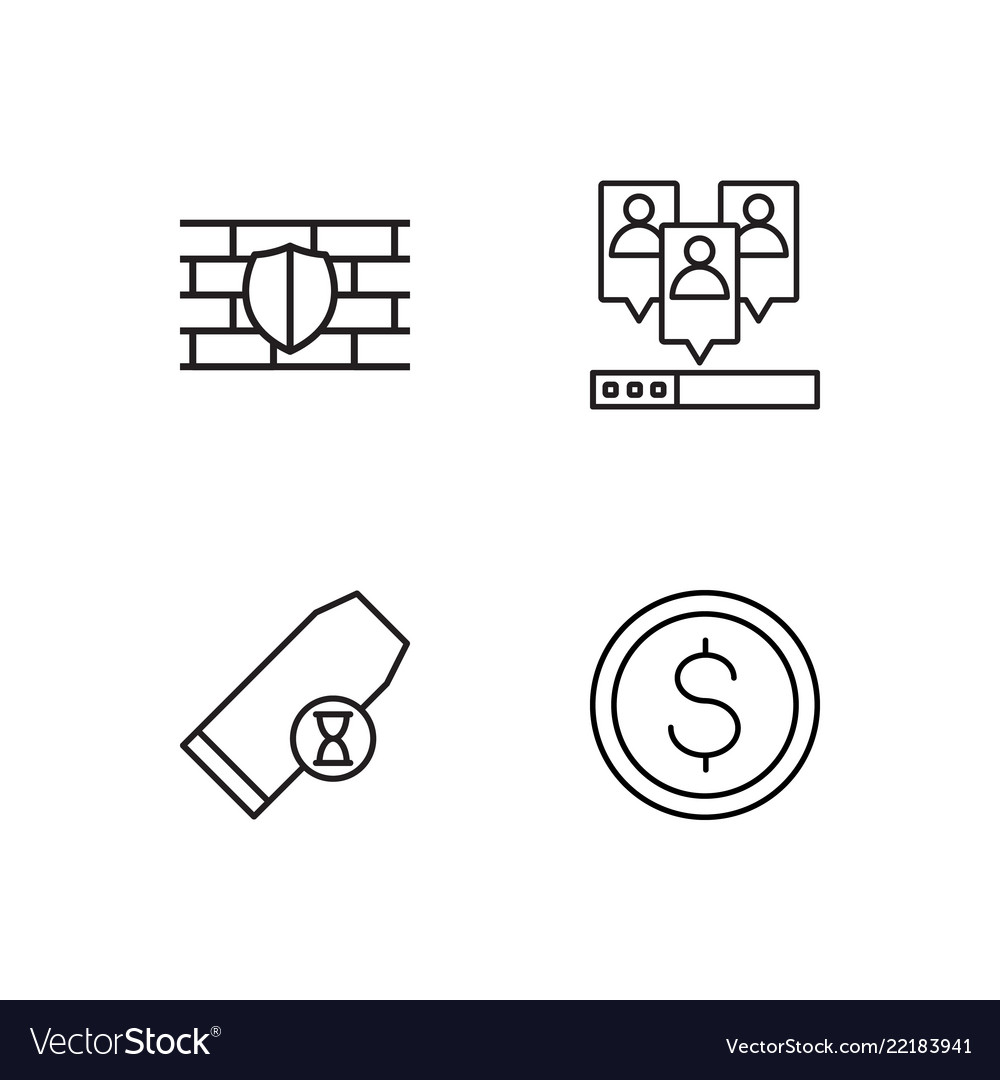 Business simple outlined icons set