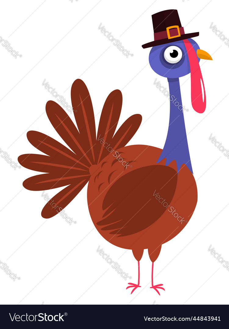 Cartoon happy cute thanksgiving turkey bird Vector Image