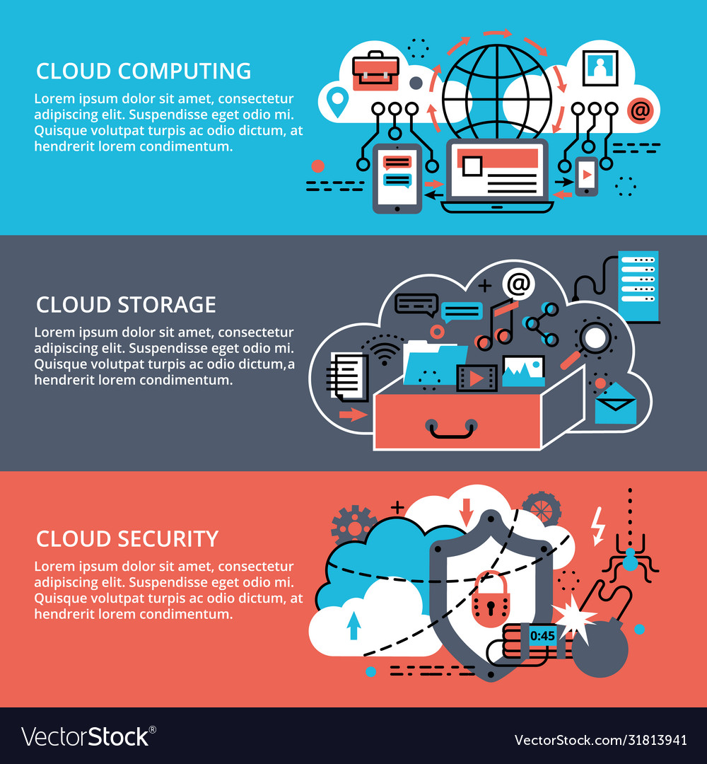Conceptual Set Remote Cloud Computing Royalty Free Vector Conceptual Set Remote Cloud Computing Royalty Free Vector