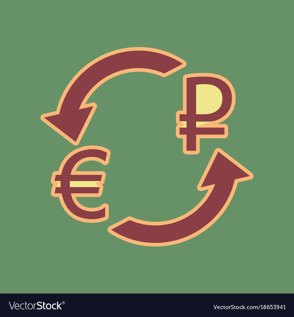 Currency exchange sign euro and russia ruble