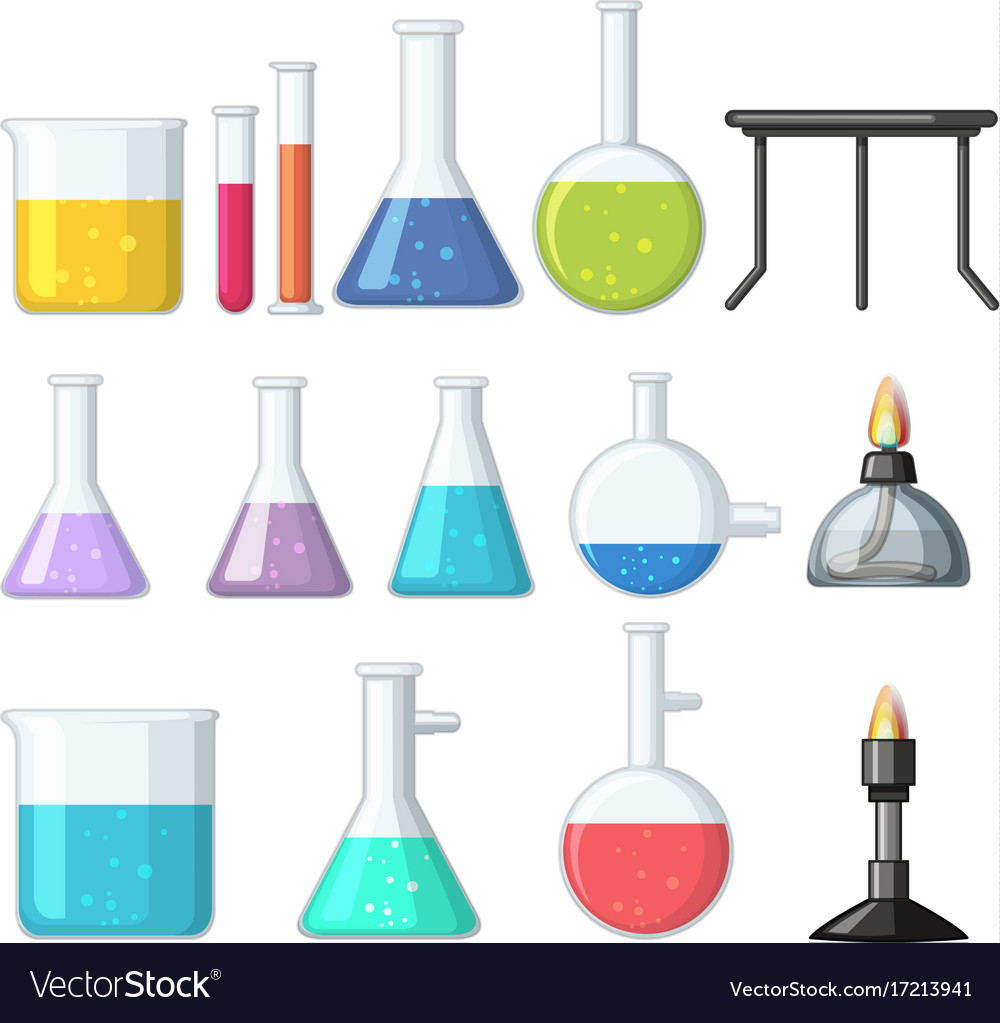 Different Types Beakers And Burners Royalty Free Vector