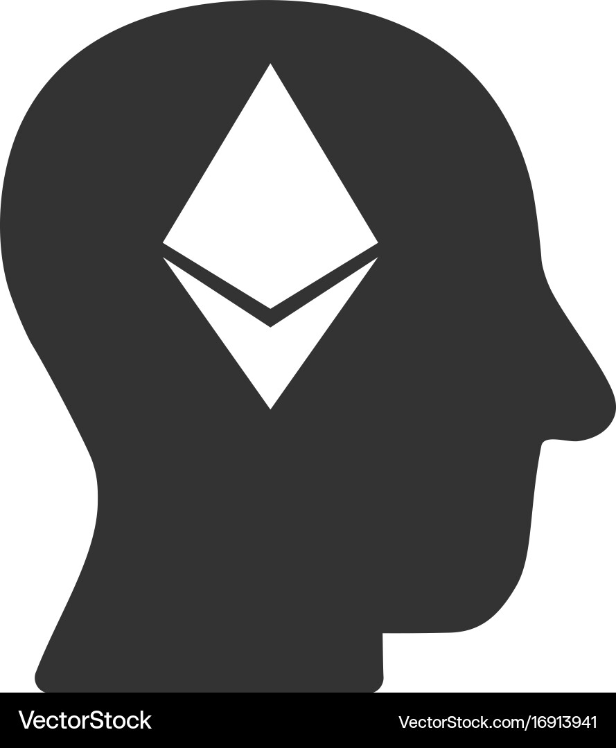 Ethereum thinking head flat icon Royalty Free Vector Image