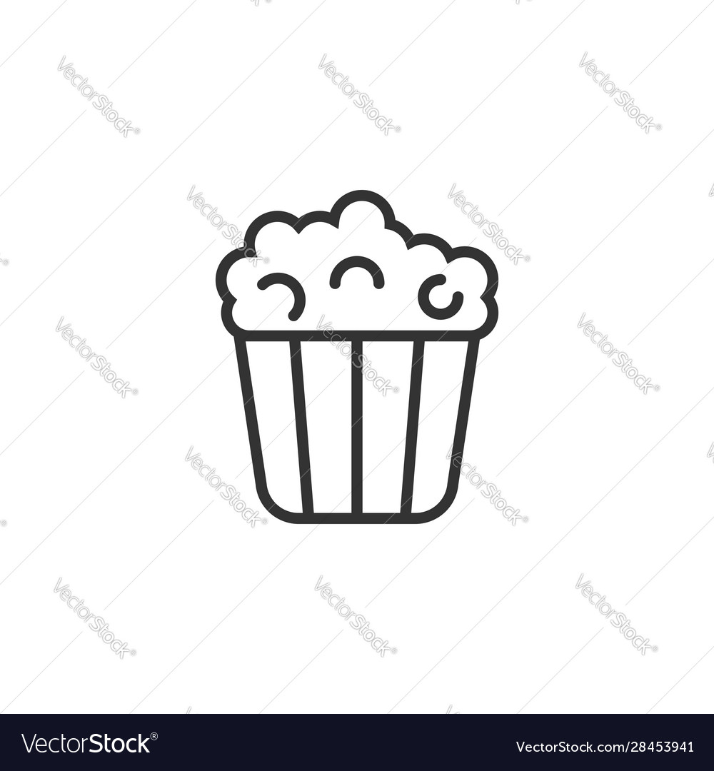 Film icon in flat style popcorn on white isolated