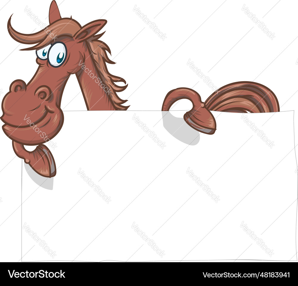 Galloping cartoon horse with signboard Royalty Free Vector