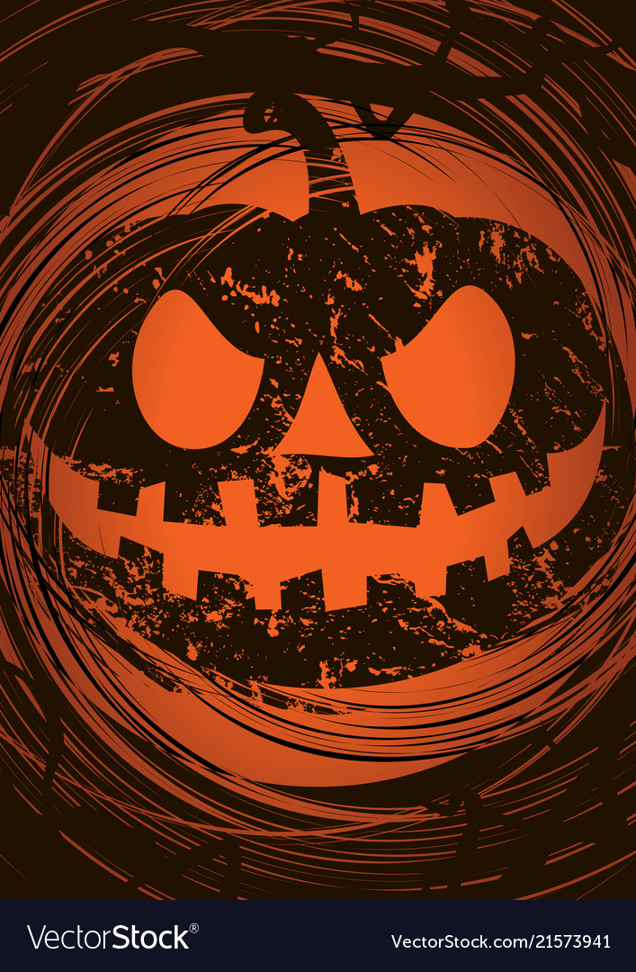 Grungy halloween background with scary pumpkins