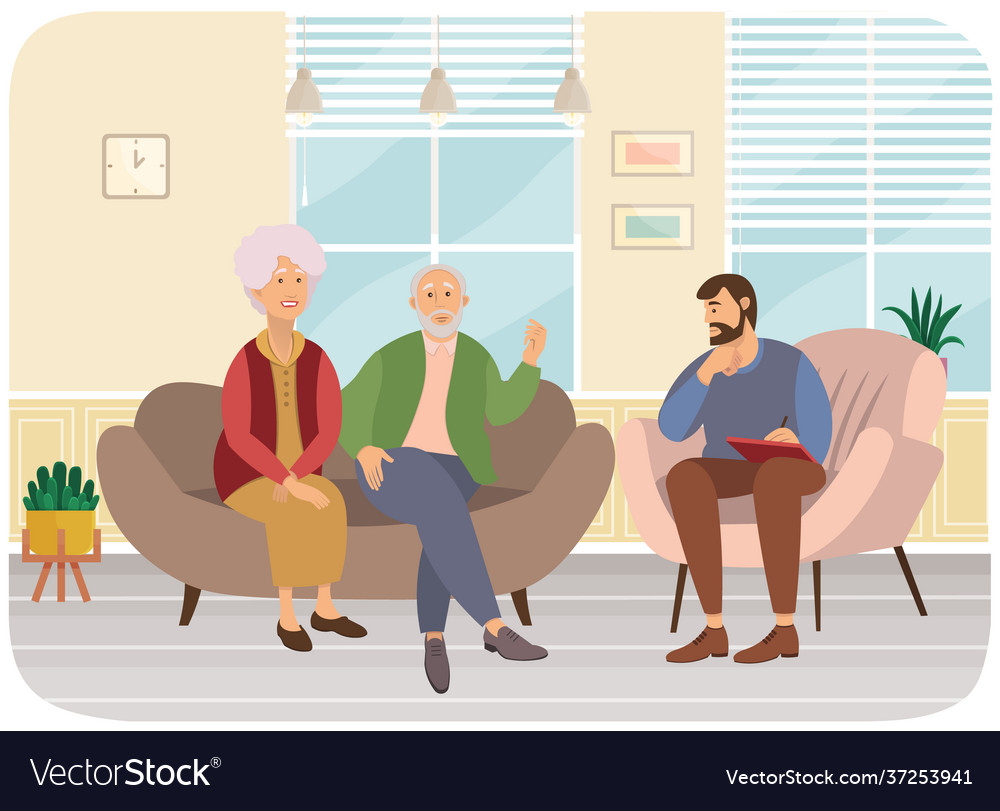 Psychiatrist consultation worried elderly vector image Psychiatrist consultation worried elderly