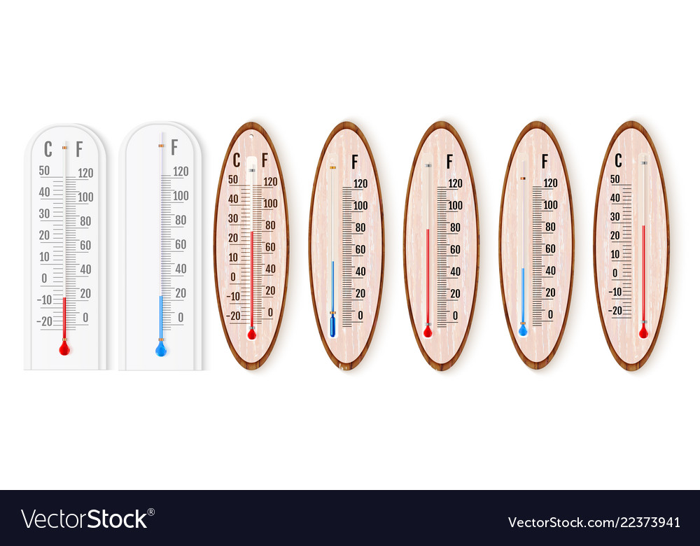 Set of realistic liquid thermometers with celsius Vector Image