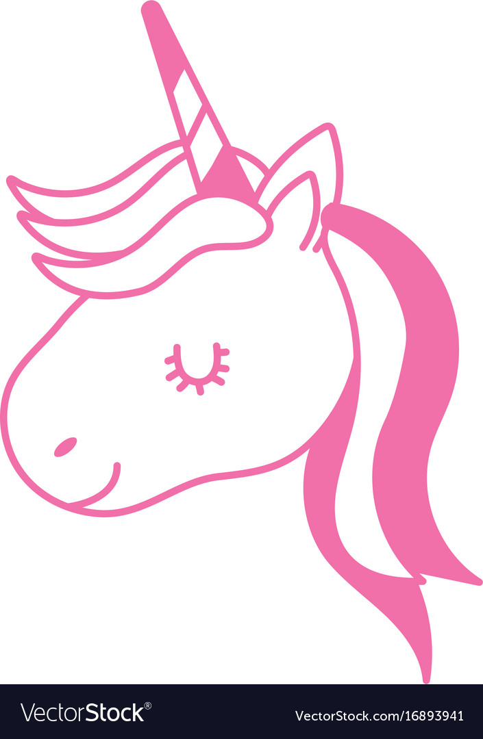 Download Silhouette cute unicorn head with horn and Vector Image