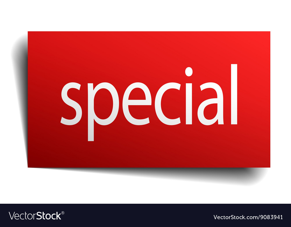 Special red paper sign isolated on white