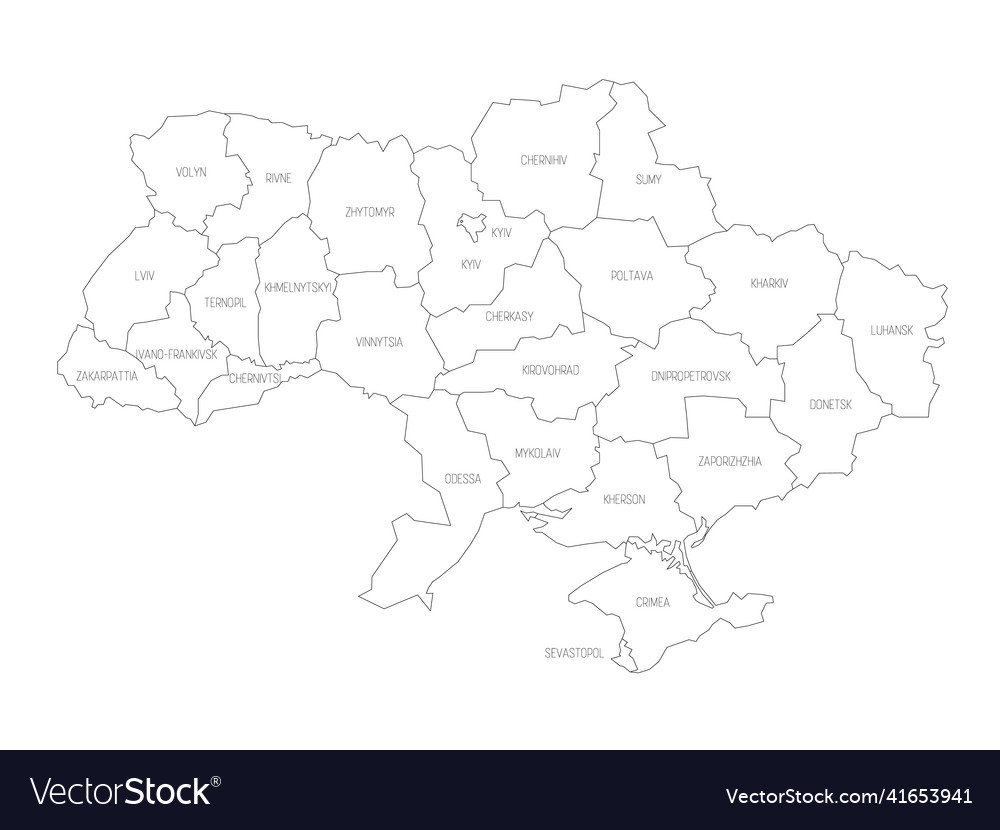 Ukraine - administrative map of oblasts Royalty Free Vector